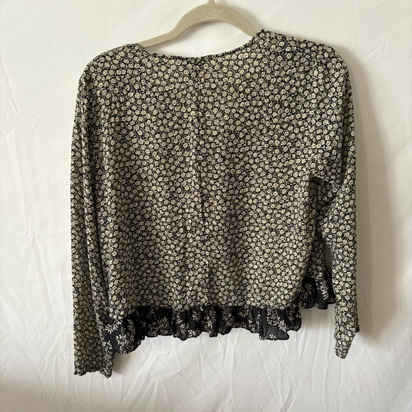 Vintage 90s long sleeve boho floral blouse top loose fit tent button up medium - Picture 6 of 7